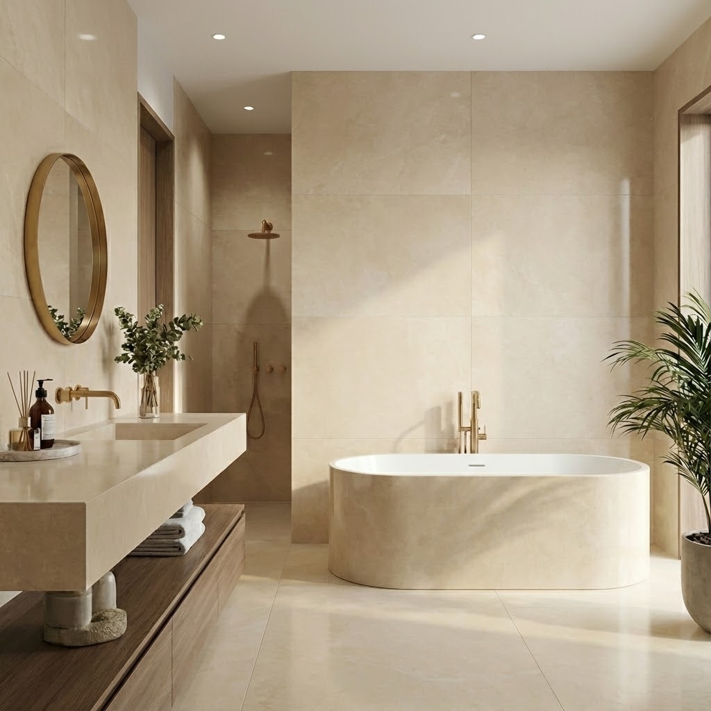 Burdur Beige Bathroom Application